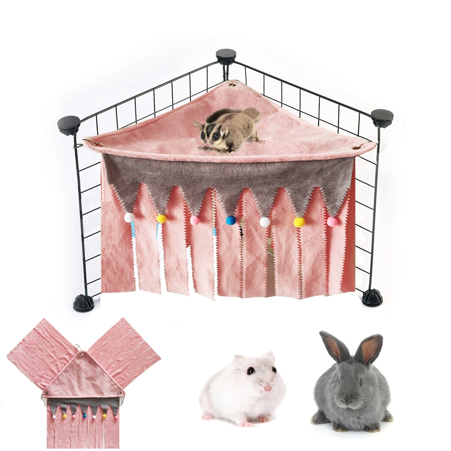 Squirrel Guinea Pig Tassel Corner Triangle Hammock Shelter Tent Net Red Style Totoro Honey Bag Hamster Hidden House