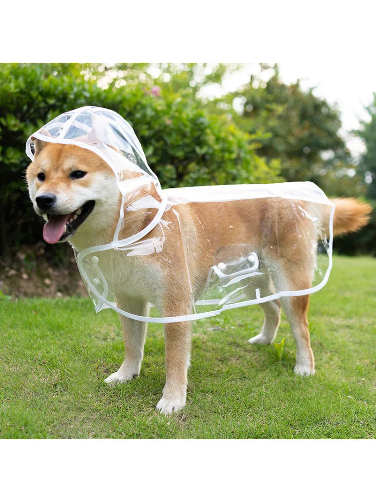 Dog Transparent Rainwear Raincoat Hooded Waterproof Soft