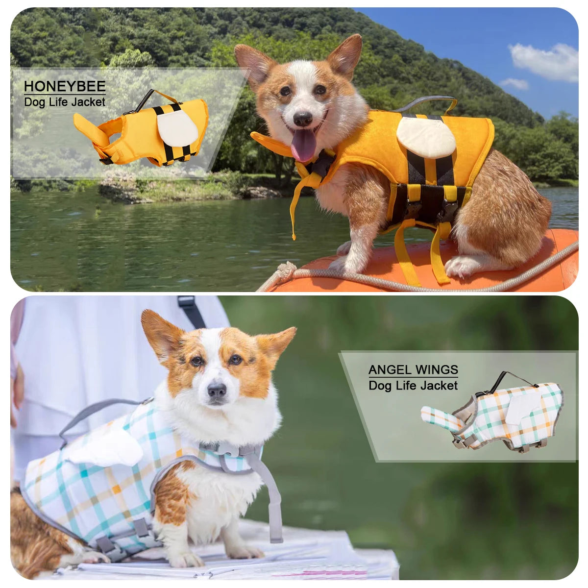 Dog Life Jacket Reflective Adjustable Flotation Swim Vest