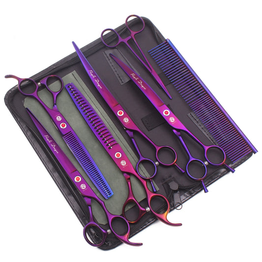 Purple Dragon 8 Inch Dog Grooming Scissors Thinning Shears