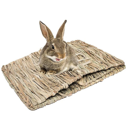 Grass Chew Toy Mat Foldable Woven Rabbit Cages Hamster Guinea Pig Bunny