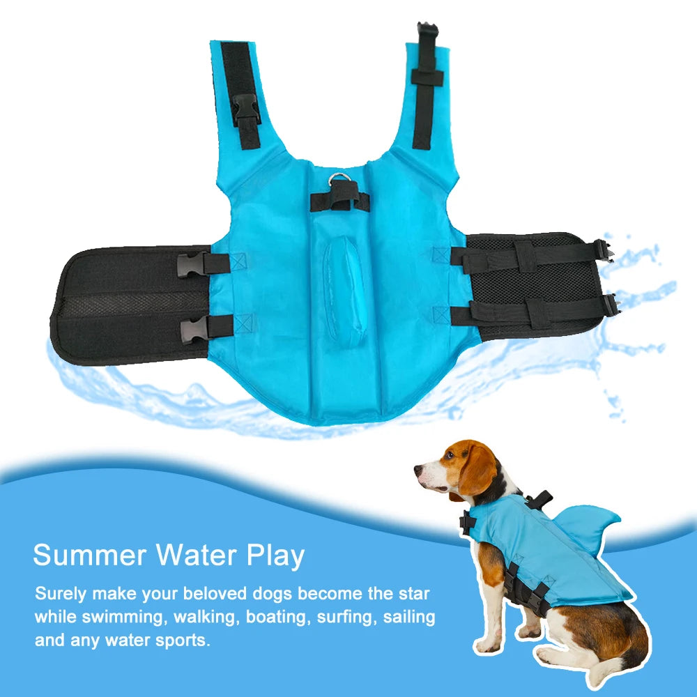 Shark Dog Life Jacket Enhanced Buoyancy Small Dogs