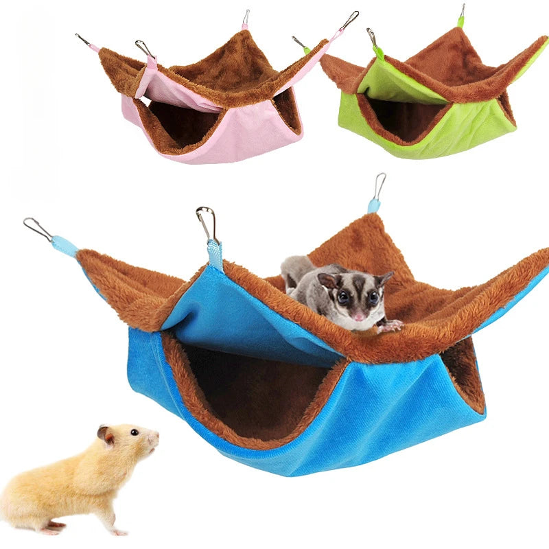 Hamster Ferret Double-layer Plush Warm Hanging Hammock