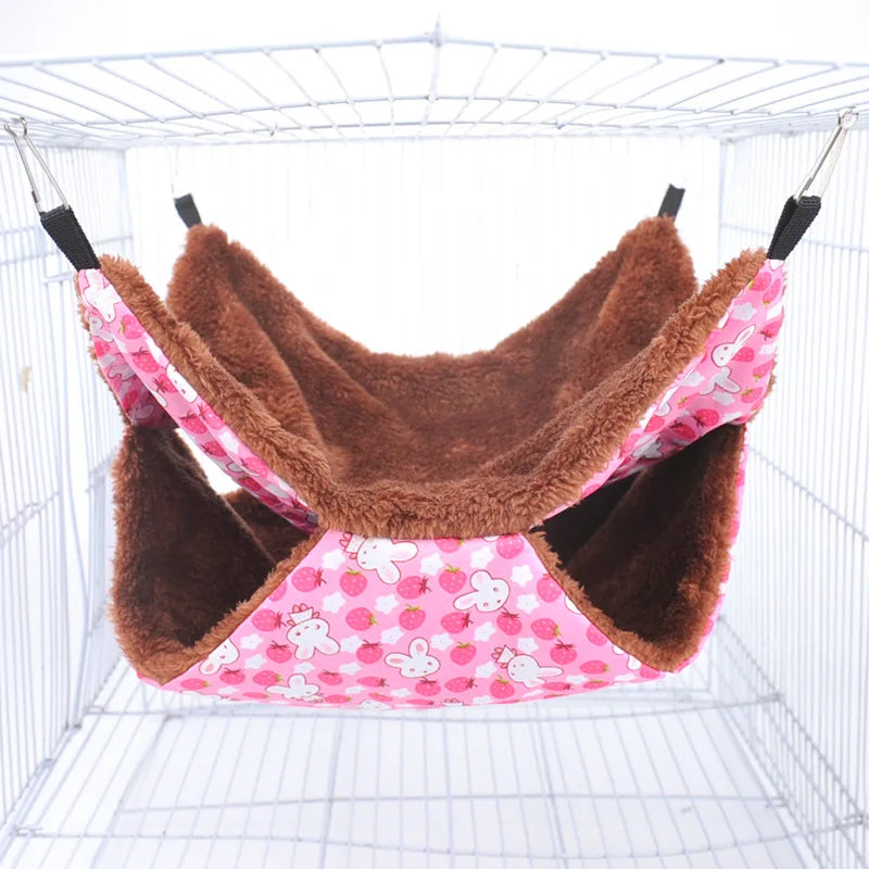 Hamster Ferret Double-layer Plush Warm Hanging Hammock