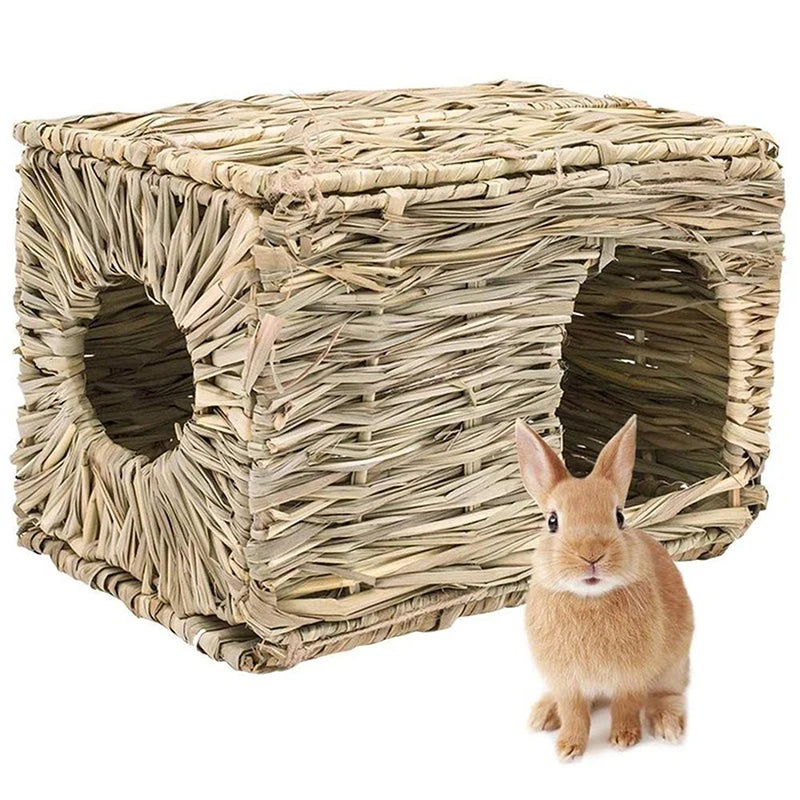 Grass Chew Toy Mat Foldable Woven Rabbit Cages Hamster Guinea Pig Bunny