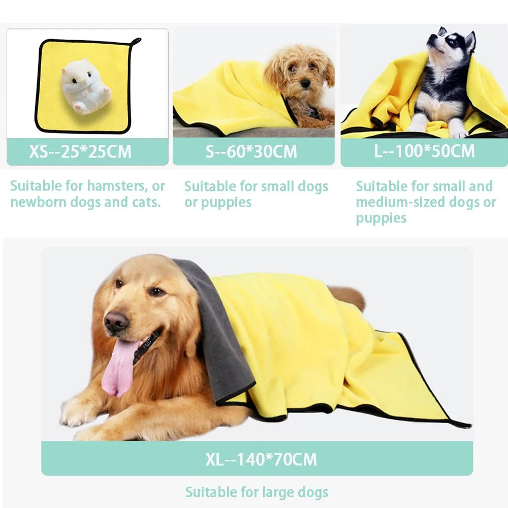 Quick Drying Dog And Cat Towels Soft Fiber Absorbent