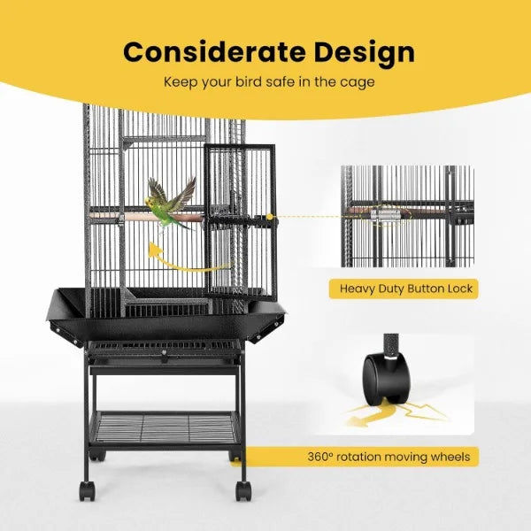 72 Inch Wrought Iron Large Bird Cage with Play Top