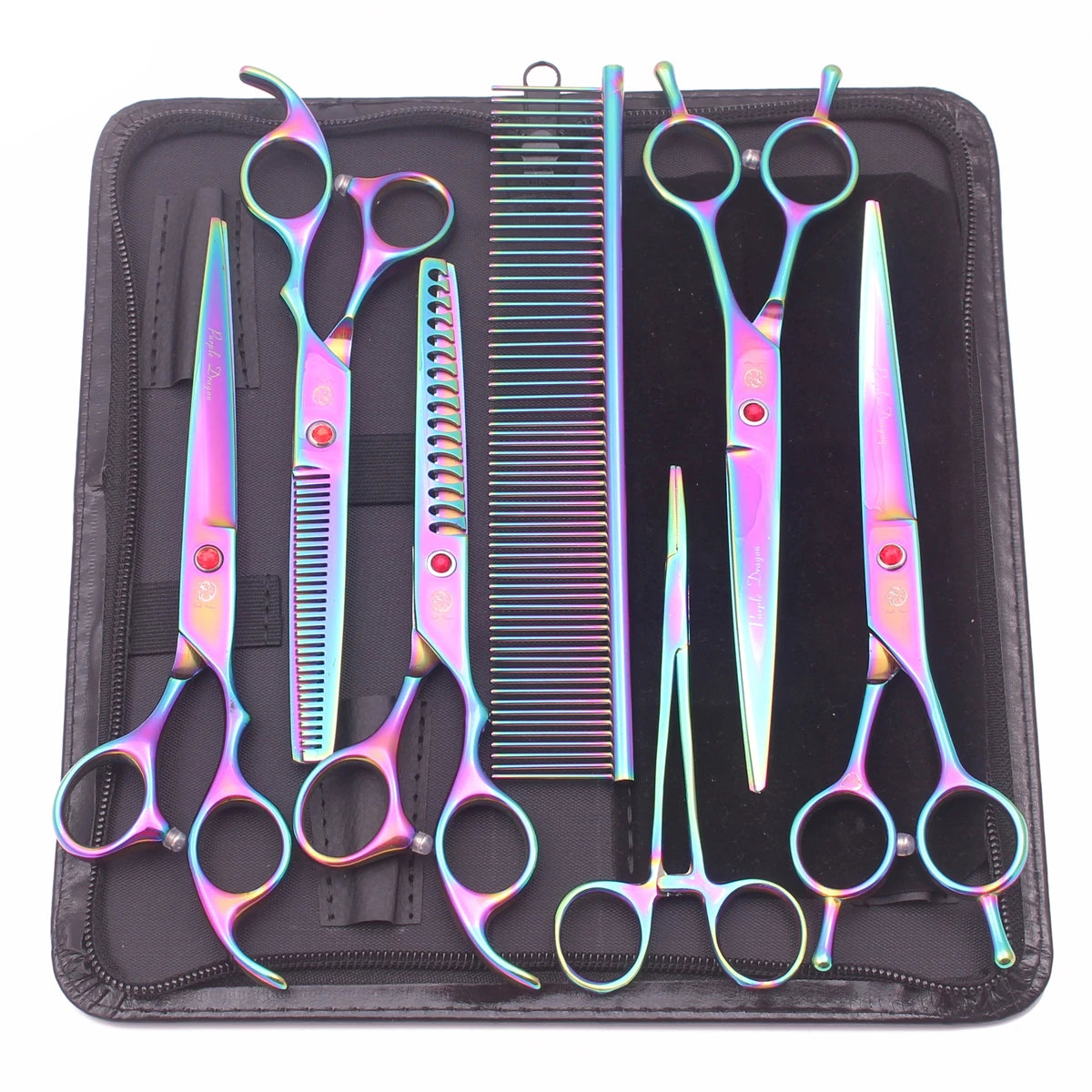 Purple Dragon Dog Grooming Scissors Kit 7" 6.5"