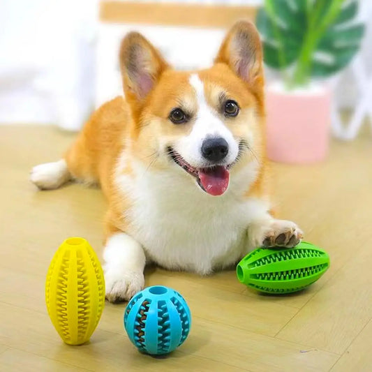 Dog Chew Toys Teeth Cleaning Snack Ball Natural Rubber