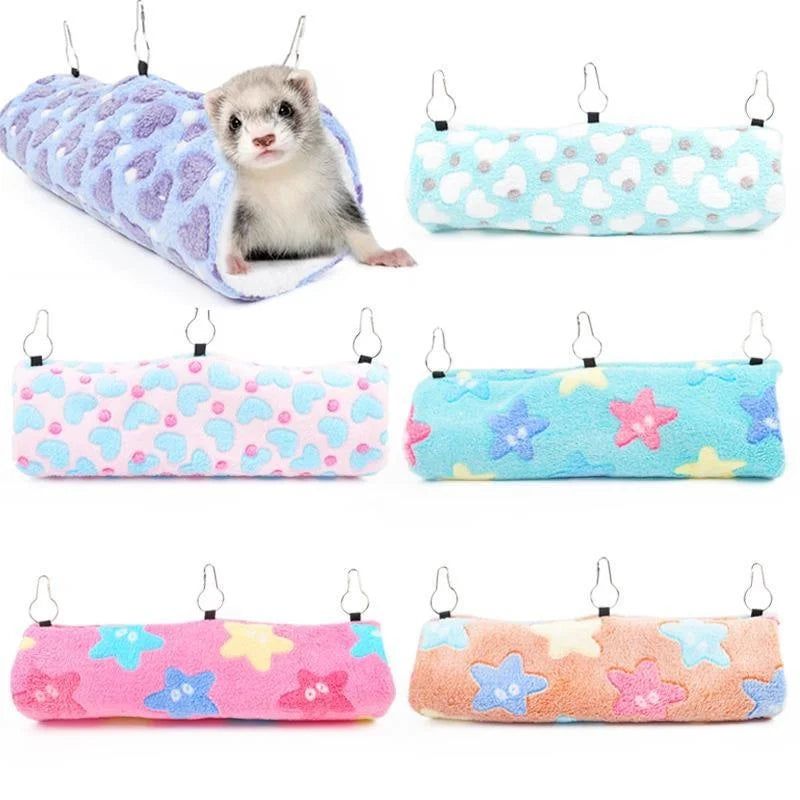 Small Animal Hammock Hanging Tunnel and Soft Bed Mat Hideout Cage Accessories