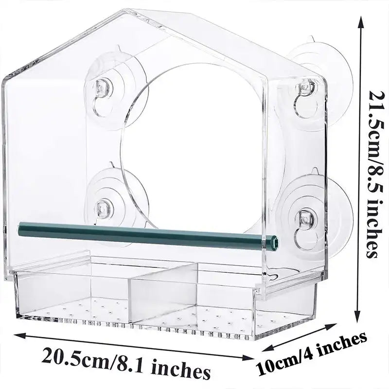 Acrylic Window Bird Watching Feeder with Strong Suction Grip