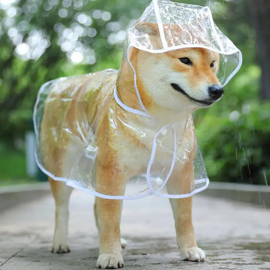 Dog Transparent Rainwear Raincoat Hooded Waterproof Soft