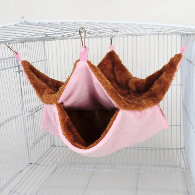 Hamster Ferret Double-layer Plush Warm Hanging Hammock