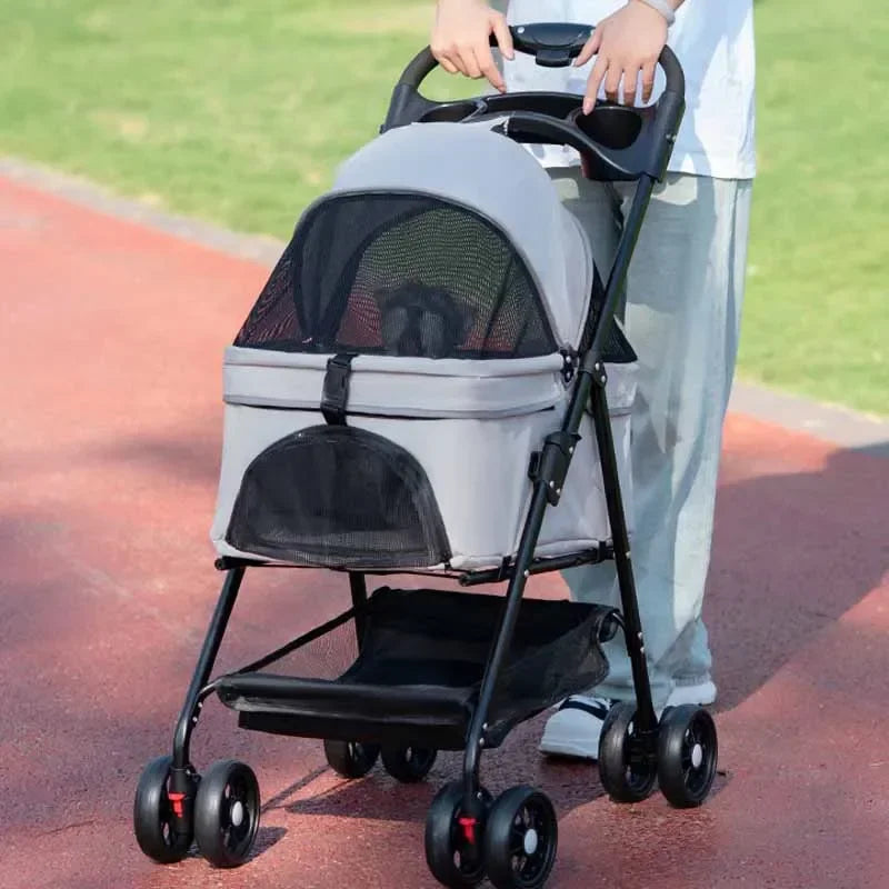 Foldable Pet Stroller 4-Wheel Dog Travel Stroller