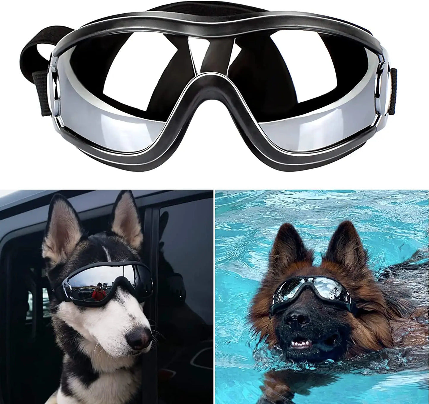 Dog Goggles Adjustable Strap for Travel  for Medium to Large Dog