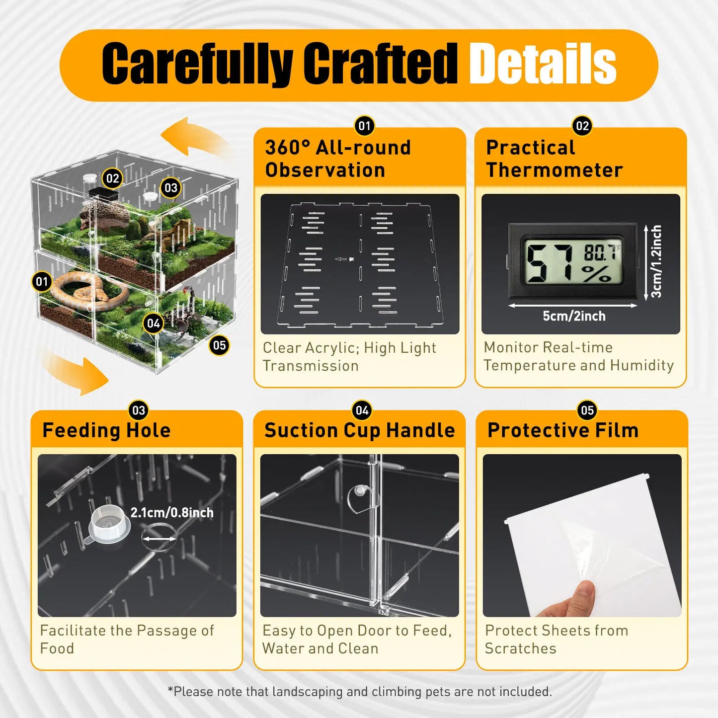 4 Grids Acrylic Reptile Cage Breeding Terrarium