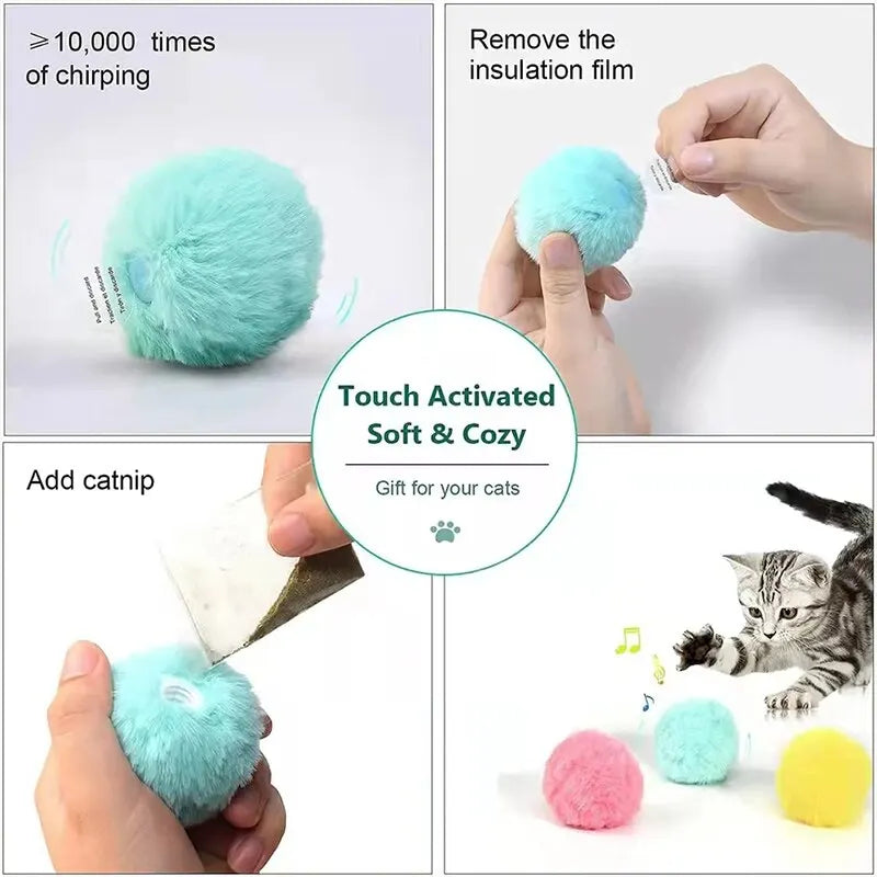 Interactive Ball Smart Cat Toys Plush Catnip l