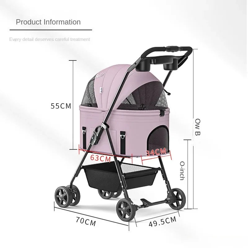 Pet Stroller Aluminum Tube Pull Rod Detachable