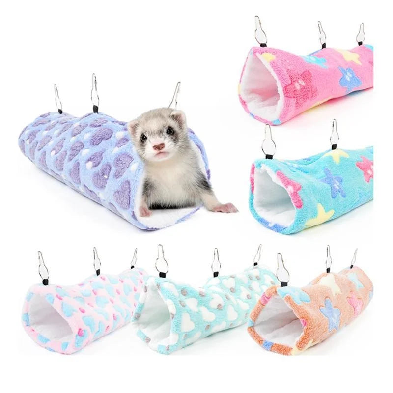 Small Animal Hammock Hanging Tunnel and Soft Bed Mat Hideout Cage Accessories