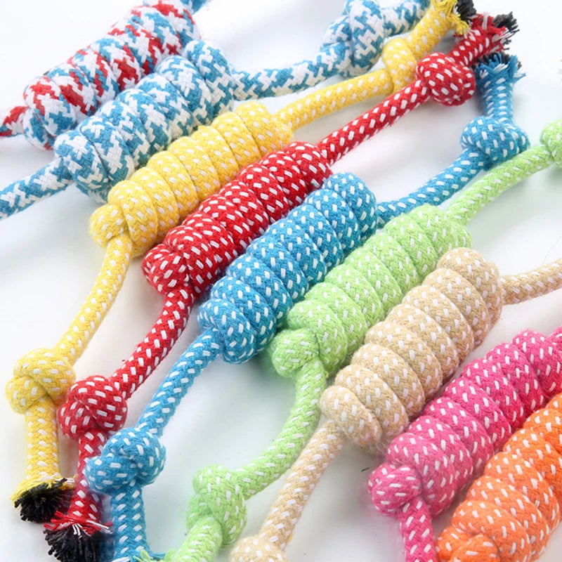 1Pcs Cotton Chew  Toys Puppy Durable Braided Bone Knot Rope 27CM