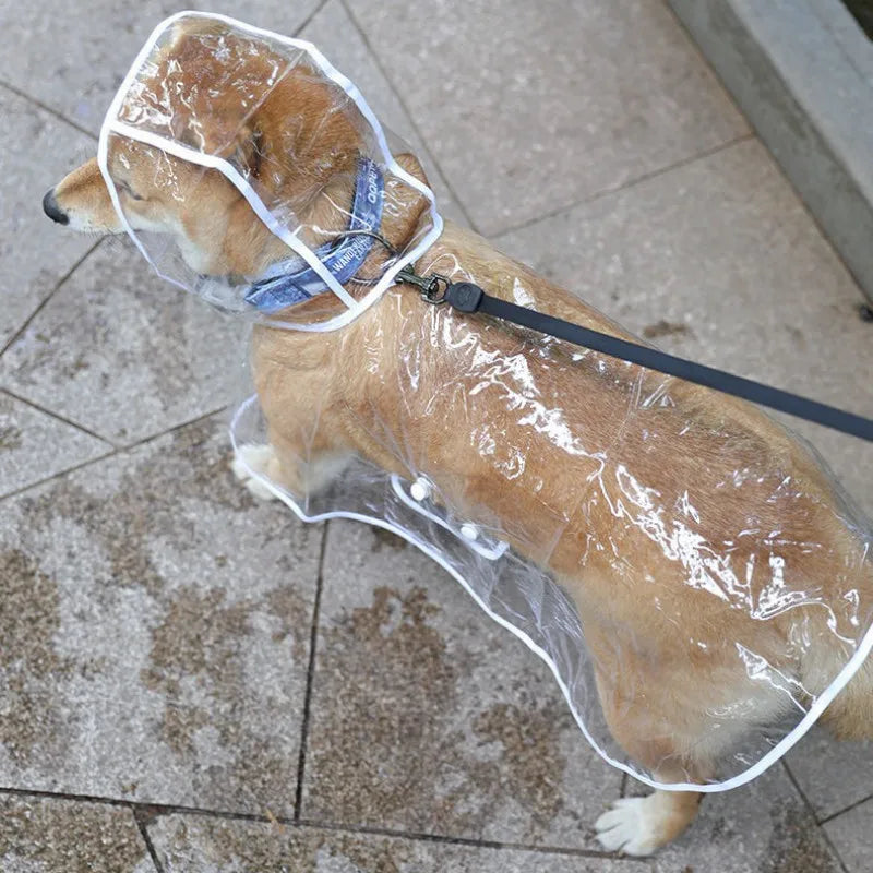 Dog Transparent Rainwear Raincoat Hooded Waterproof Soft