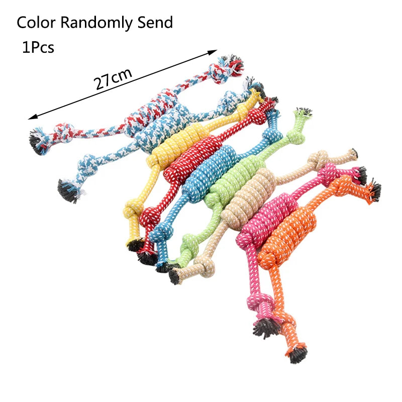 1Pcs Cotton Chew  Toys Puppy Durable Braided Bone Knot Rope 27CM