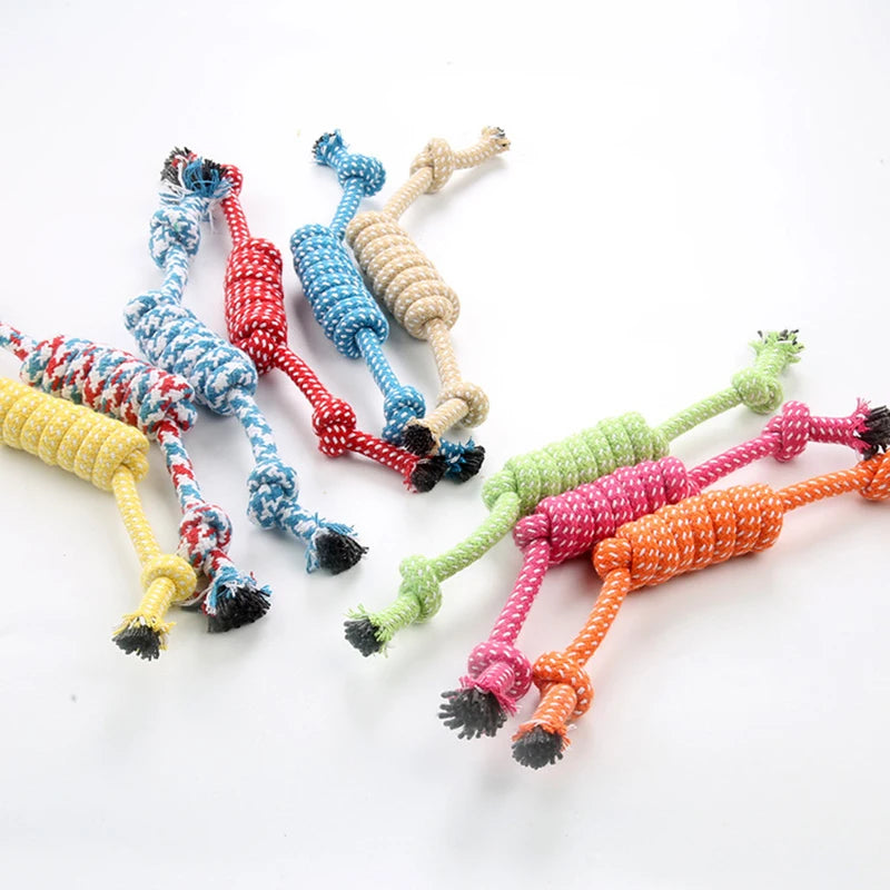 1Pcs Cotton Chew  Toys Puppy Durable Braided Bone Knot Rope 27CM