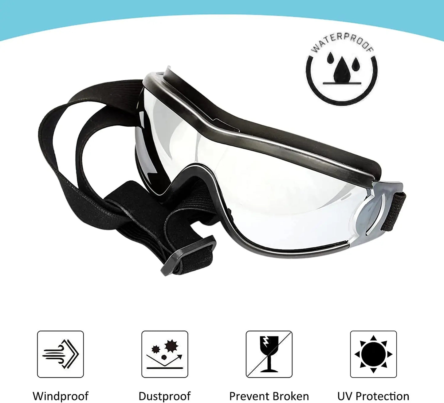 Dog Goggles Adjustable Strap for Travel  for Medium to Large Dog