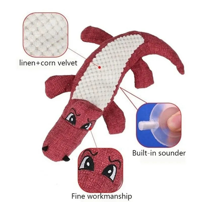 Dog Chew Toy Sound  Plush Crocodile Interactive