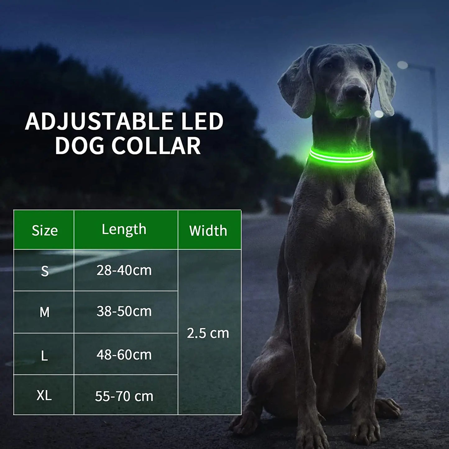 Rechargeable Dog Collar 100% Waterproof Glow Dark